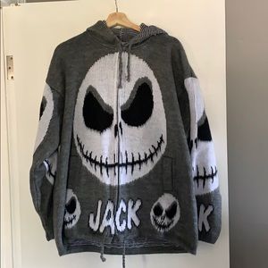 Wool Hooded zip up Jack Skellington Sweater